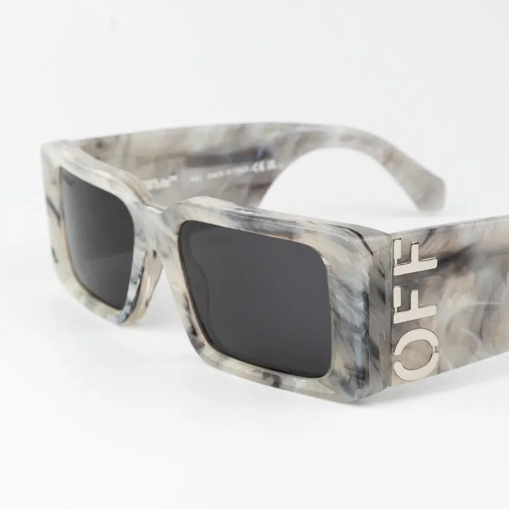 Off-White MILANO Men Sunglasses Marble Grey Square OERI097 0807 NEW AUTHENTIC